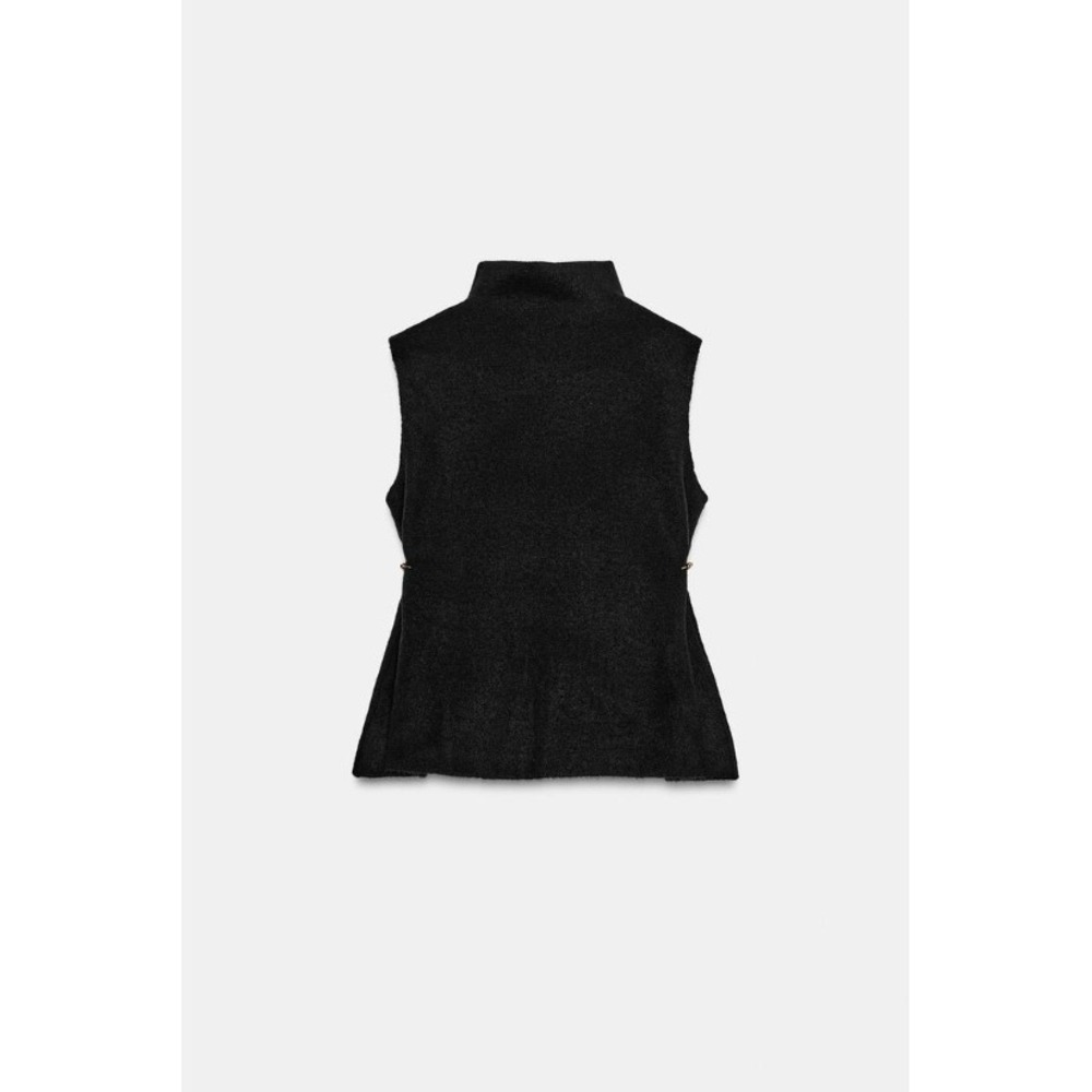 NWT Zara High Neck Sleeveless Asymmetric Hem Knit Top Open Side Appliques L - Picture 6 of 12